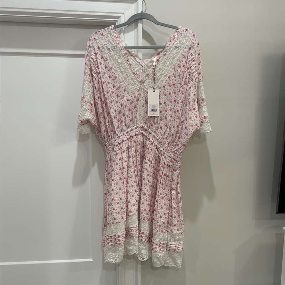 LoveShackFancy Pink Floral Lace Dress